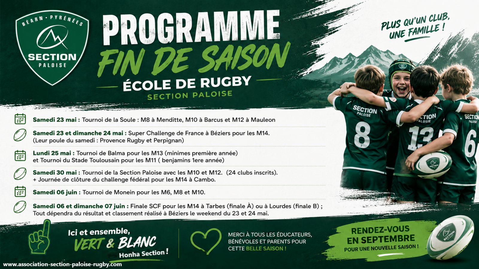 Programme EdR fin de saison