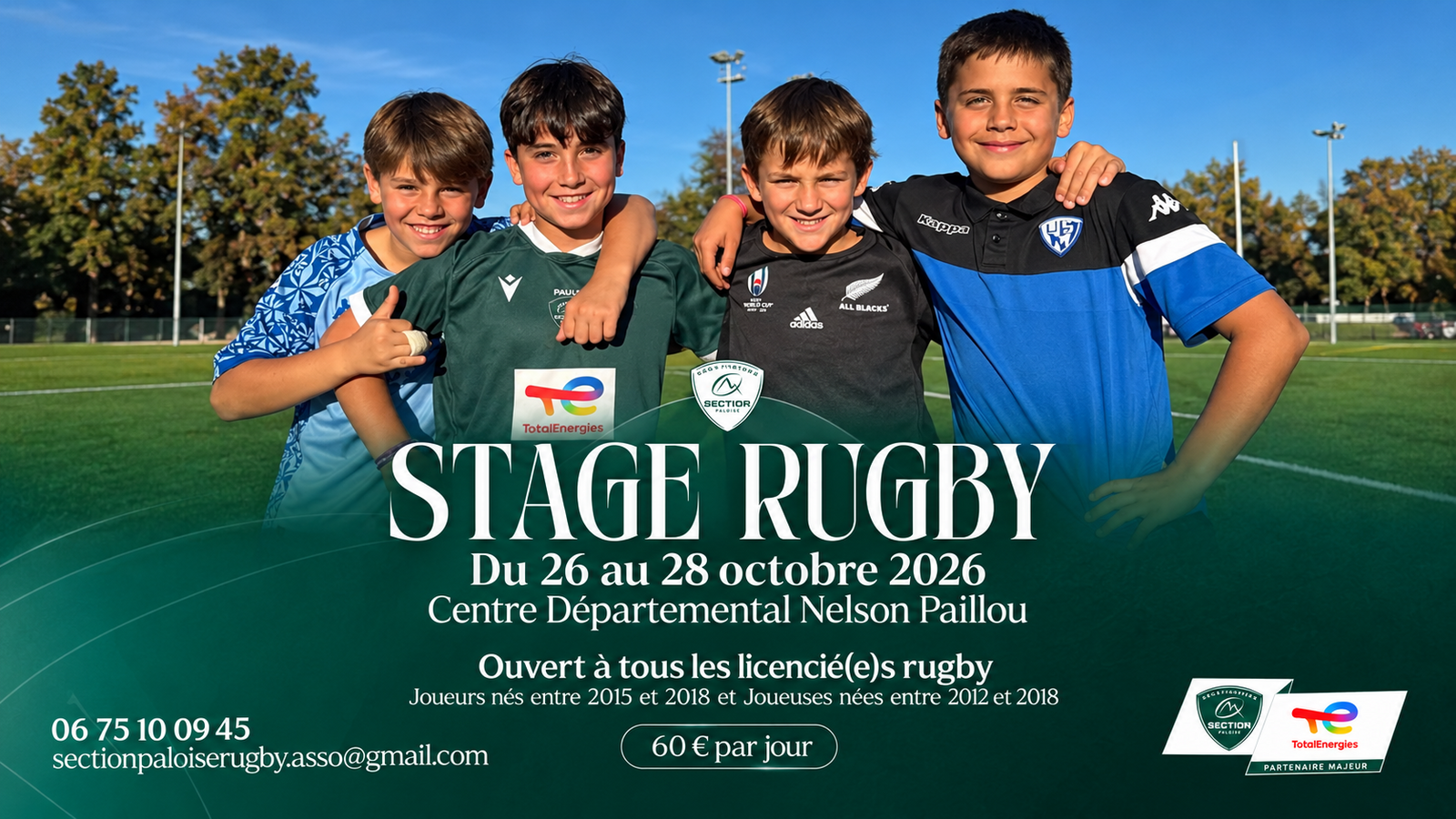 Stage rugby pour M10 ; M12 ; M14