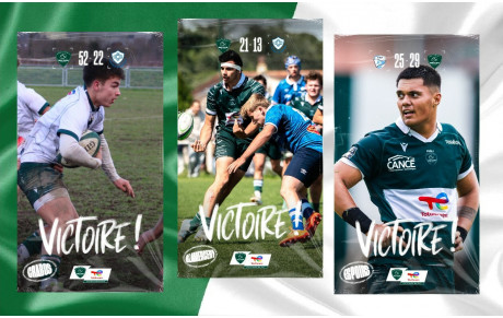 Weekend de victoires pour toutes nos équipes jeunes